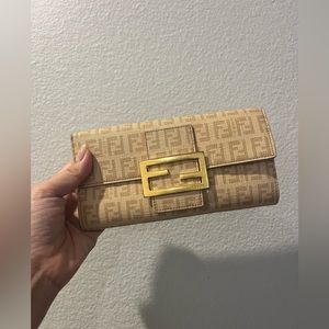 Beige and Gold Fendi wallet